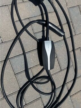 Tesla Black Charging Cable with Silver Control Module